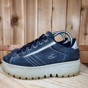 Vintage Skechers Jammers Shoes Womens 9 Blue Suede Platform Sneakers Y2K 90s